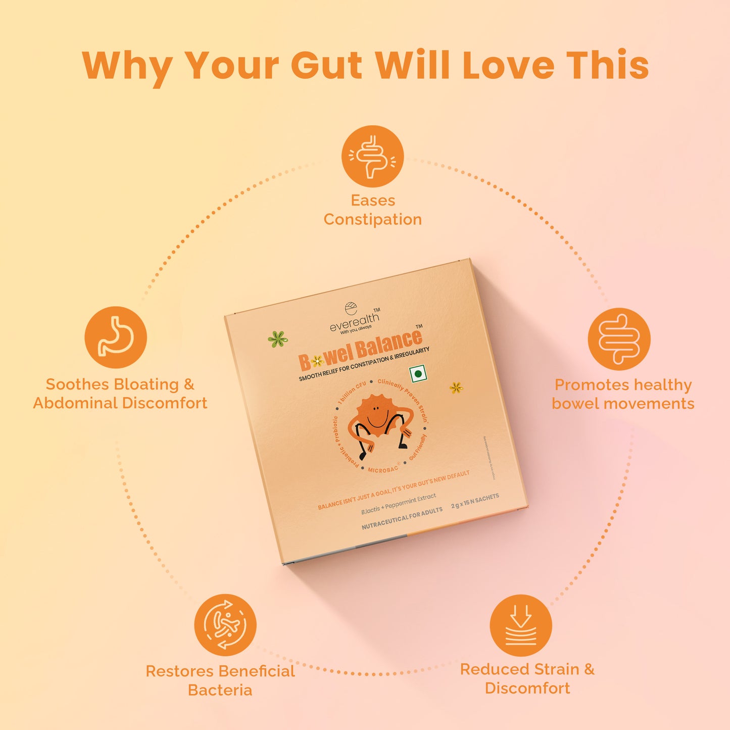 Digestive supplement benefits like easing bloating and improving gut comfort