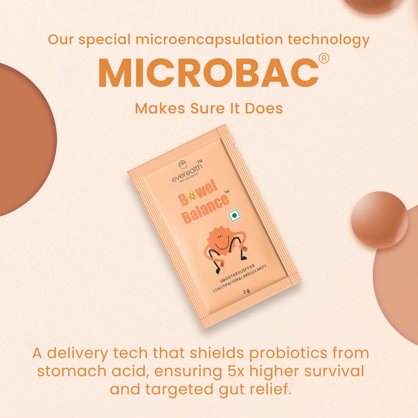 Advanced Microbac technology ensuring higher probiotic survival and absorption 