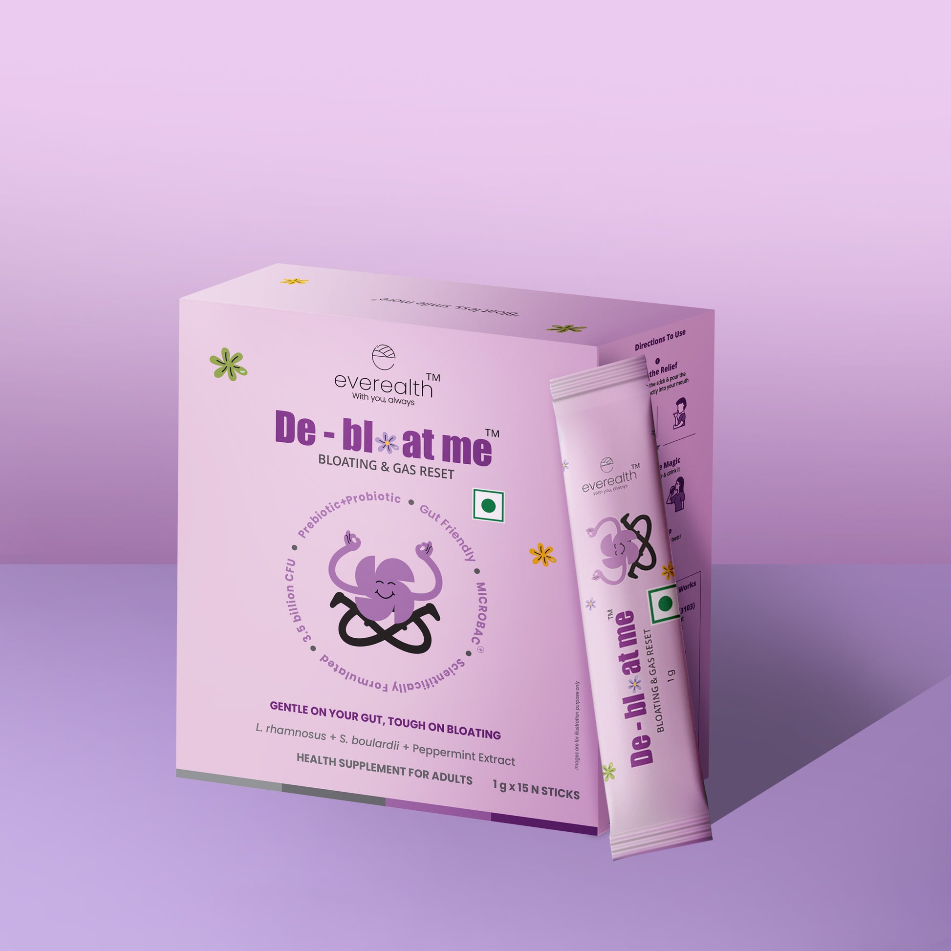 De-Bloat Me probiotic supplements for bloating with single-serve sticks